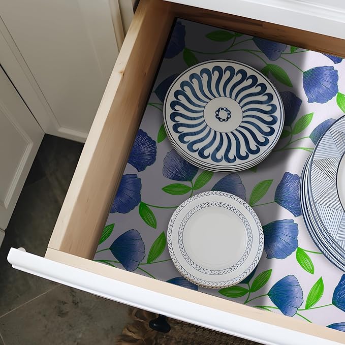 12" W x 120" L Floral Drawer and Shelf Liner for Cabinets, Non-Adhesive Strong Grip Non-Slip Flower Shelf Cabinet Kitchen Shelf Liners for Kitchen Cabinets - Image 6