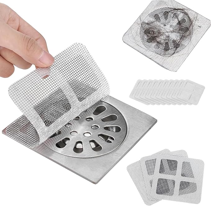 Disposable Hair Drain Stickers, 2025 Upgraded Disposable Floor Drain Filter Stickers, Bathroom Shower Drain Protector, Mesh Cover Floor Drain Sticker for Kitchen Bathroom Tub (20) by Bonie