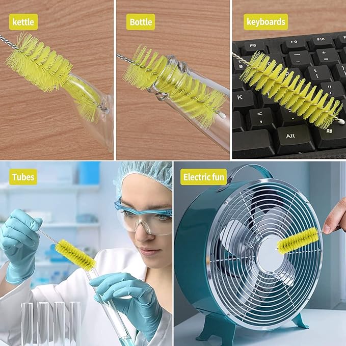 CiaraQ Bottle Cleaning Brushes, 8 Inch Nylon Tube Brush Set, Cleaner for Narrow Neck Bottles Cups with Hook, Set of 10pcs. - Image 7