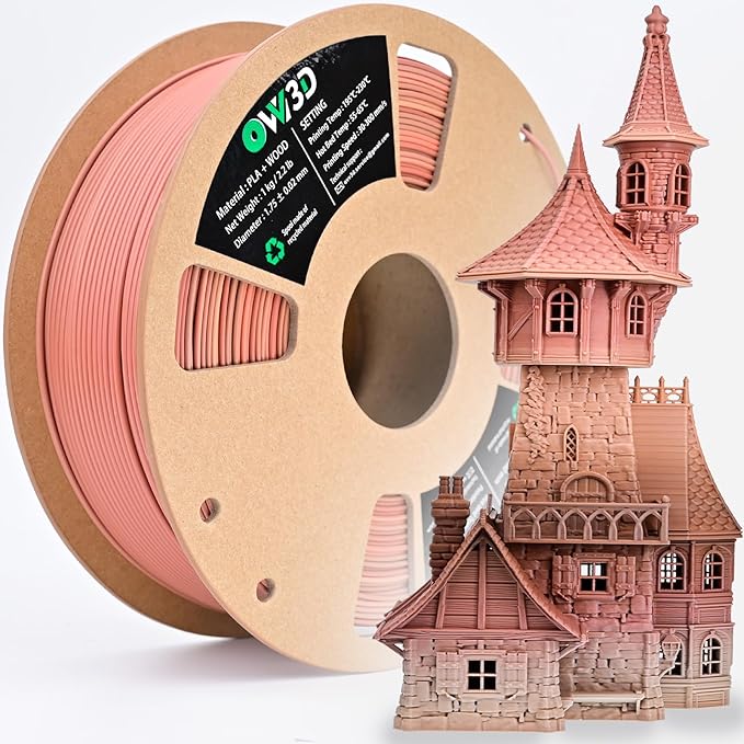 OVV3D PLA Filament Wood PLA, 3D Printer Filament Gradient Multicolor Wood PLA Filament 1.75mm +/- 0.02mm 1kg(2.2lbs) Add 20% Real WoodFiber by OVV3D