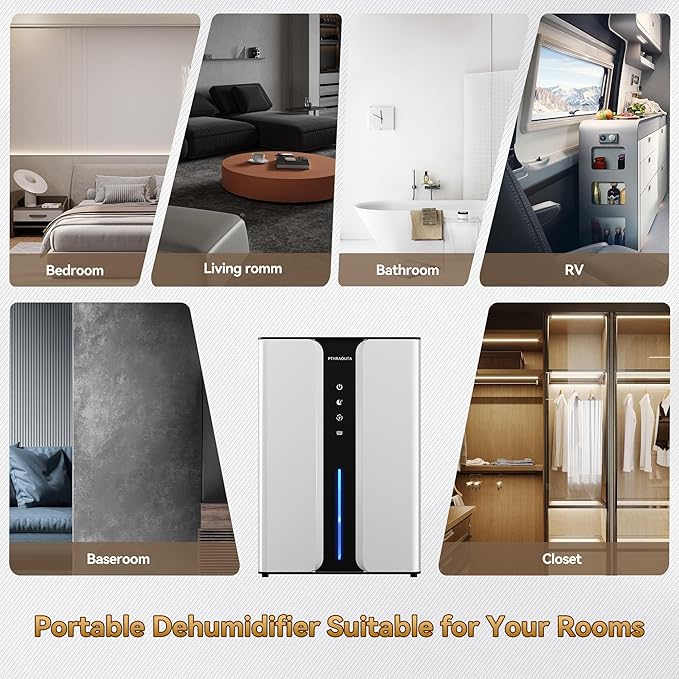 Home Dehumidifier with Drain Hose, (950 sq.ft) 95oz Quiet dehumidifier for Bedroom Bathroom, with Air Reusable Filter Indoor deshumidificador for Basement RV Closet - Image 8