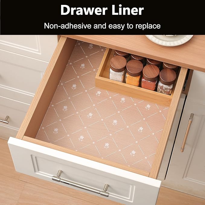 INNOLITES Kitchen Cabinet Shelf Liner, Non-Adhesive Refrigerator & Drawer Liner, Waterproof EVA with Floral, Easy to Clean & BPA-Free (White Daisy, 11.8" x 360") - Image 3