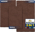 Muddy Mat® Pack of 3 Highly Absorbent Microfiber Dog Door Mat and Pet Rug, Non Slip Thick Washable Area Mat Soft Chenille for Kitchen Bathroom Bedroom and Outdoor - Brown Small, Medium & Large by MuddyMat%C2%AE