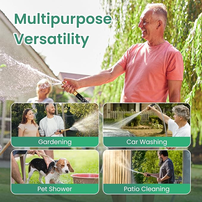Cesun Ultra-Sturdy 25ft Metal Garden Hose - 304 Stainless Steel, Flexible & Kink-Free, UV Resistant, All-Weather, Includes High-Pressure Brass Nozzle - Ideal for Home & Outdoor Use - Image 6