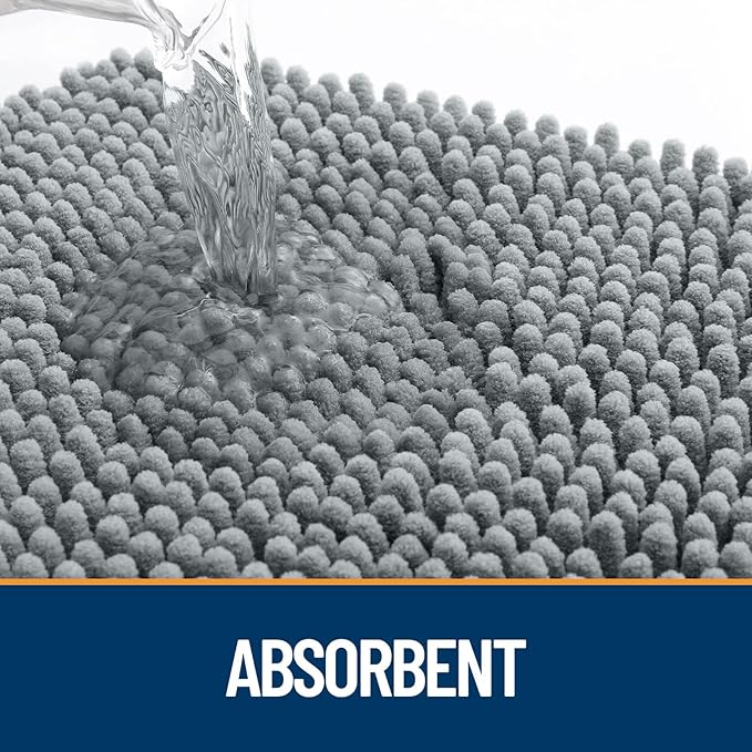 OLANLY Dog Door Mat for Muddy Paws 48x30, Absorbs Moisture and Dirt, Absorbent Non-Slip Washable Doormat, Quick Dry Chenille Mud Mat for Dogs, Entry Indoor Entryway Carpet for Inside Floor, Grey - Image 3