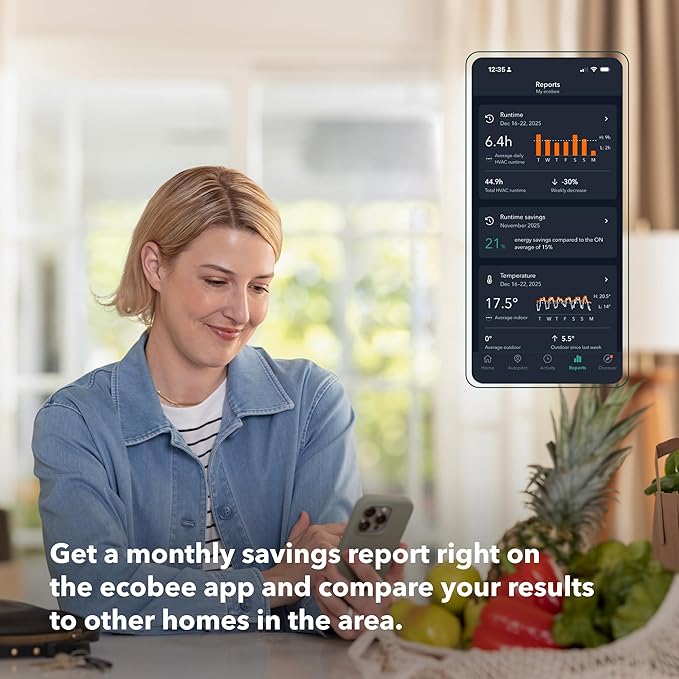 ecobee Smart Thermostat Premium with Smart Sensor and Air Quality Monitor - Programmable Wifi Thermostat - Works with Siri, Alexa, Google Assistant - Image 14