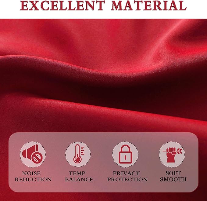 DONREN Red Blackout Curtains Thermal Insulated Room Darkening Rod Pocket Curtains for Dining Room (42 by 54 Inch,2 Panels) - Image 5