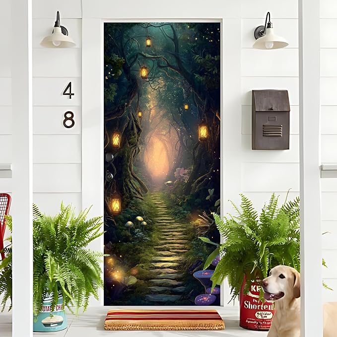 3D Door Stickers, Peel and Stick Vinyl Wallpaper ，Self-Adhesive Mural for Home Decor 30.3" W x 78.7" H (Forest Trail -2, 30.3" W x 78.7" H) - Image 4