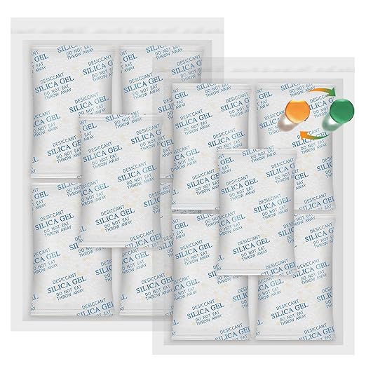 100 Gram (15 Pack) Color-Indicating Silica Gel Packets, Each 5 Pack Individually Sealed, Food Grade Desiccant - Rechargeable Moisture Absorbers for Food Storage, Electronics, 3D Filament by Vbeijll