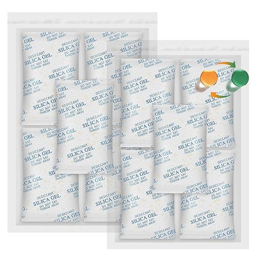 100 Gram (15 Pack) Color-Indicating Silica Gel Packets, Each 5 Pack Individually Sealed, Food Grade Desiccant - Rechargeable Moisture Absorbers for Food Storage, Electronics, 3D Filament by Vbeijll