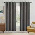 RYB HOME Grey 100% Blackout Linen Curtains 72 inch Long, Thermal Insulated & Privacy Assurd Drapes for Bedroom/Office/Nursery, Rod Pocket & Back Tab Window Treatment, W52 X L72, 2 Panels by RYBHOME