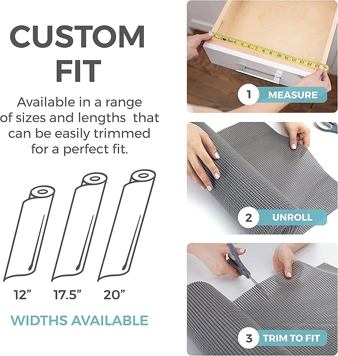 HOME GENIE Shelf Drawer and Cabinet Liner, Durable with Strong Grip, 17.5 in x 10 FT, Non Adhesive Liners Protect Kitchen Cabinets and Cupboard, Bathroom Drawers and Shelves, Desks, Light Taupe - Image 8