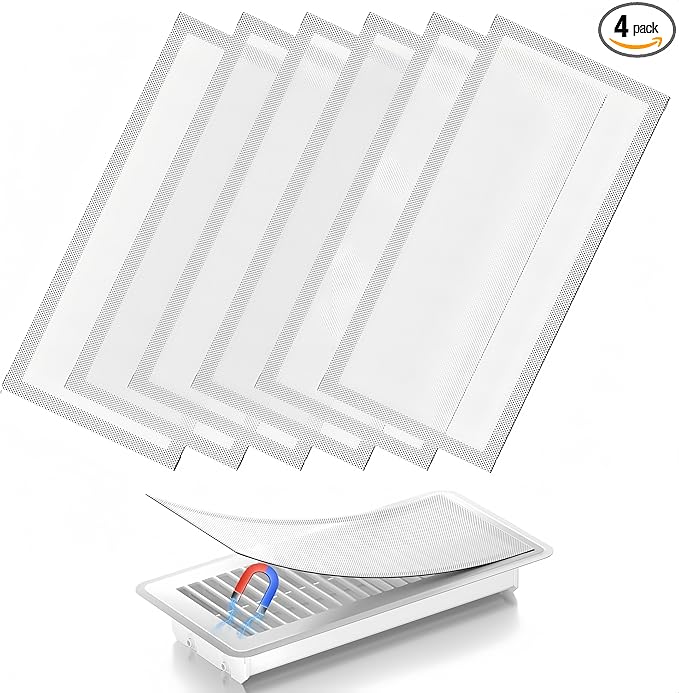 6-Pack White Magnetic Vent Covers 5x11 Inch - Universal Fit for Floor, Wall & Ceiling Registers (5"-6" Width x 11"-12"Length) | High Airflow Mesh Design | Tool-Free Easy Installation by Unknown