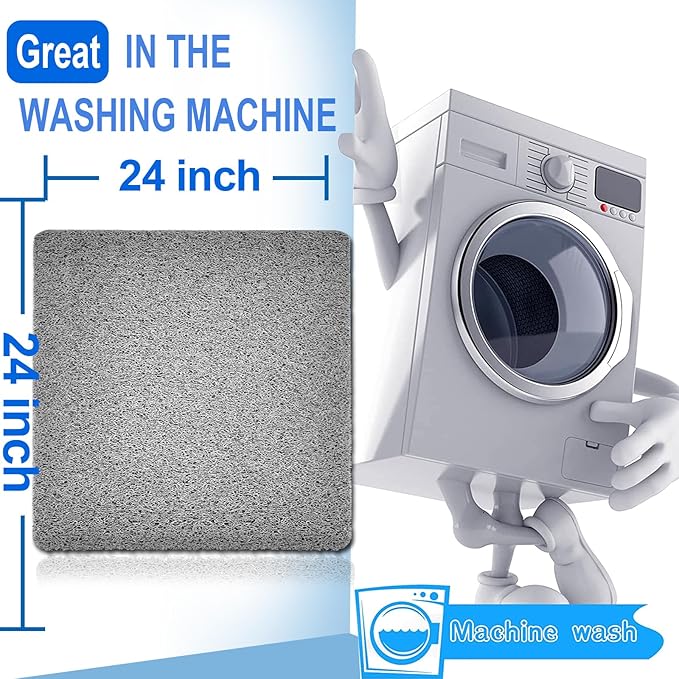 Shower Mats Non Slip for Elderly, 24x24’’Lager Loofah Bath Mats for Shower, Non-Slip Bath Mat for Elderly-Grey - Image 6