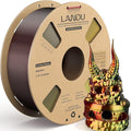 LANDU Silk Tri-Color PLA Filament 1.75mm 1Kg, Triple Color Silk PLA Filament, Silk Rainbow PLA Filament, Neatly Wound 3D Printer Filament, 3 in 1 Multi Color Filament +/-0.02mm, Silk Black Red Gold by LANDU