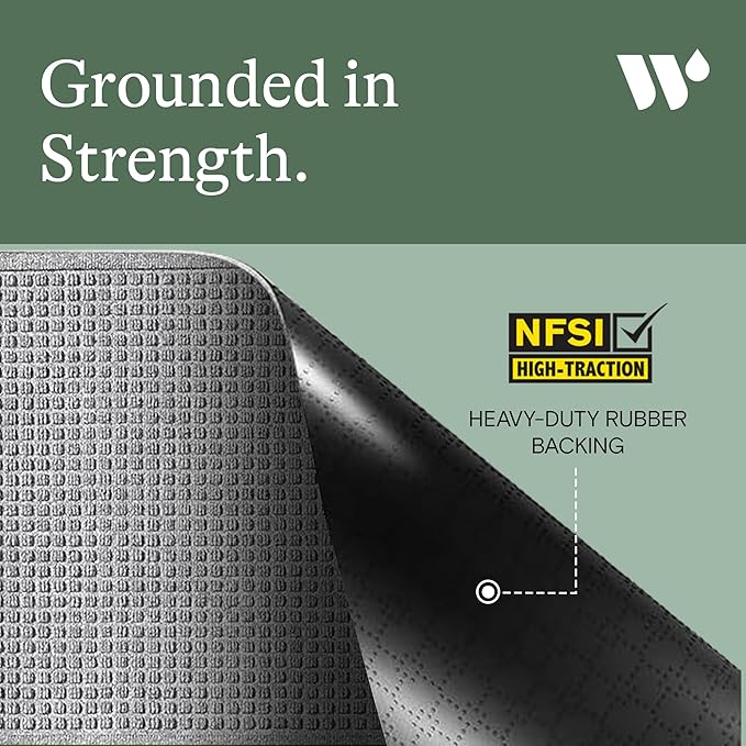 WaterHog Squares Front Door Mat Indoor Outdoor Entrance, Absorbent All-Weather Doormat with Non-Slip Rubber Backing, Dirt & Moisture Trapper, Low Profile, Easy Clean, Made in USA 23"x35.5" Medium Grey - Image 5