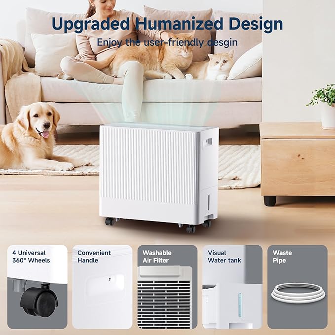 35 Pints Dehumidifier for Basement with Drain Hose,3000 Sq.Ft Dehumidifiers for Home,With 24-Hour Timer Function,Automatic Defrost,Multiple Dehumidification Modes,Suitable for Large Rooms - Image 7