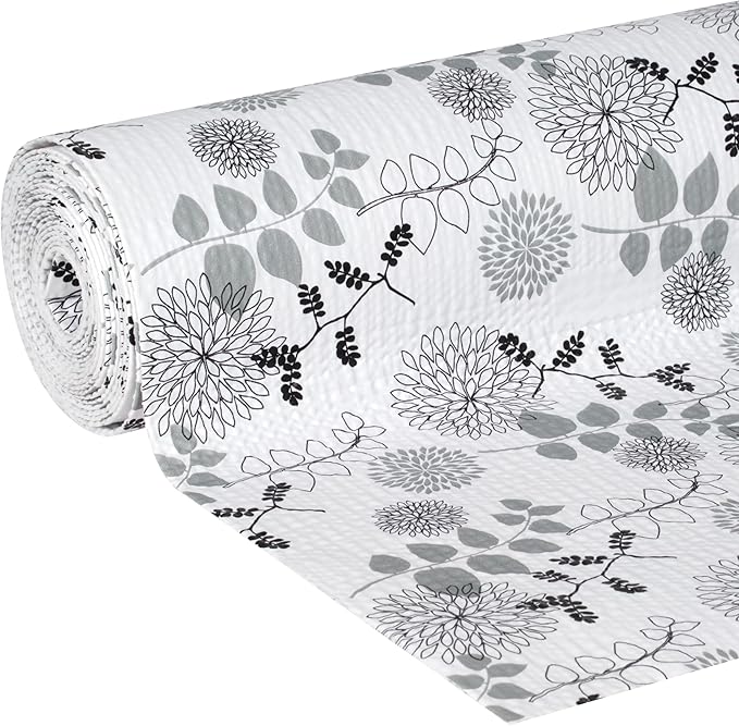 Duck Brand Smooth Top EasyLiner for Cabinets & Drawers - Easy to Install & Cut to Fit - Shelf Paper & Drawer Liner Non-Adhesive - Non Slip Shelf Liner - 20" Width - 36 Total Ft - Black Midnight Bloom - Image 2