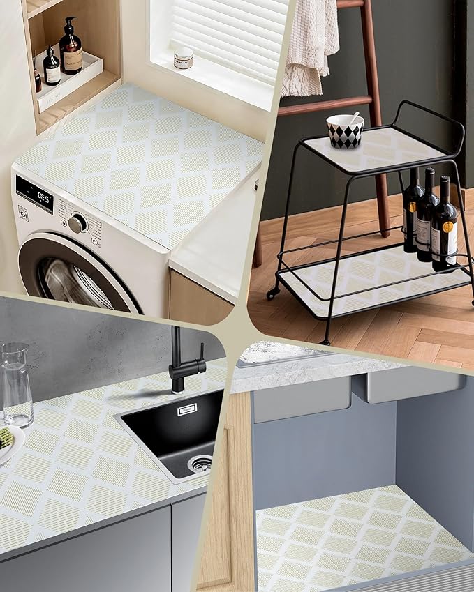 Drawer and Shelf Liner for Kitchen 17.5in x20FT, Non-Slip Non-Adhesive Cabinet Liners for Cupboard, Dresser, Shelves, Tool Box, Pantry, Thickened Easy Install, Strong Grip, Yellow&White - Image 9