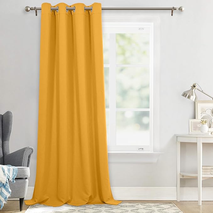 MYSKY HOME Yellow Blackout Curtains for Sliding Door 95 Inch Long Living Room Curtains Thermal Insulated Curtains for Dining Room Grommet Window Curtains 1 Curtain Panel, 52 x 95 Inch, Mustard Yellow - Image 8