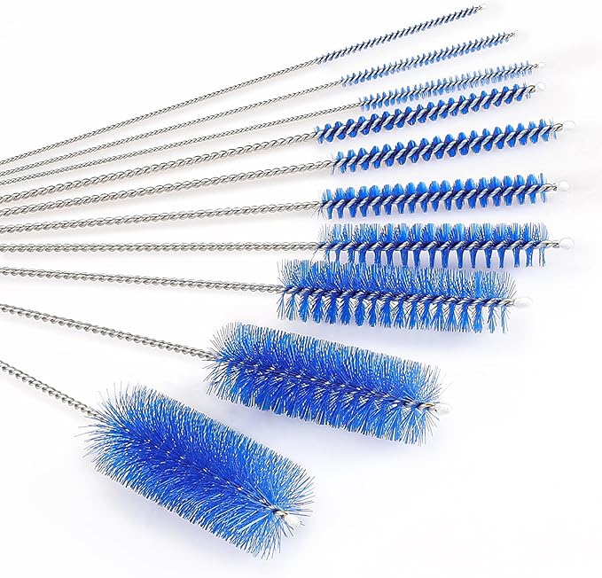 CiaraQ Bottle Cleaning Brushes, 8 Inch Nylon Tube Brush Set, Cleaner for Narrow Neck Bottles Cups with Hook, Set of 10pcs. - Image 6