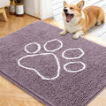 OLANLY Dog Door Mat for Muddy Paws 40x32, Paw Print Design, Absorbs Moisture and Dirt, Absorbent Non-Slip Washable Doormat, Quick Dry Chenille Mud Mat, Entry Indoor Entryway Carpet, Deep Plum by OLANLY