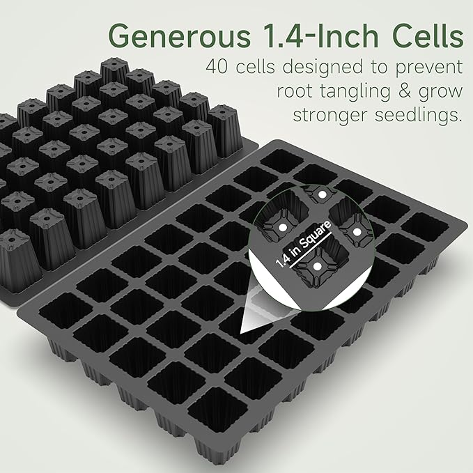 Gardzen 5-Set Seed Starter Tray Kits, Durable Plant Germination Trays with Humidity Vented Domes and Bases, Ideal for Seed Starting, Indoor Gardening, and Greenhouse (Total 200 Cells) - Image 4