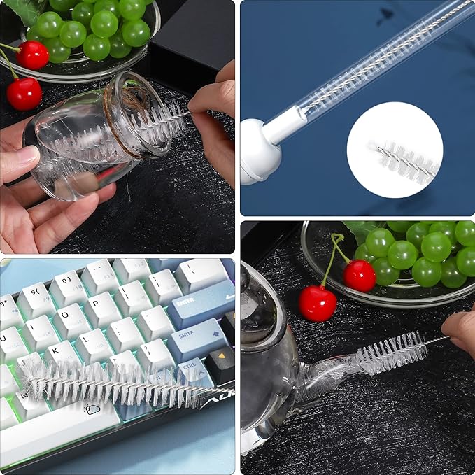 Straw Cleaner Brushes Sets, 12 Pieces 8.2 Inch Botthle Cleaning Brush and Nylon Tube Brush Brush Kit for Sippy Cup, Tumbler, Water Bottle, Drinking Straw (White) - Image 3
