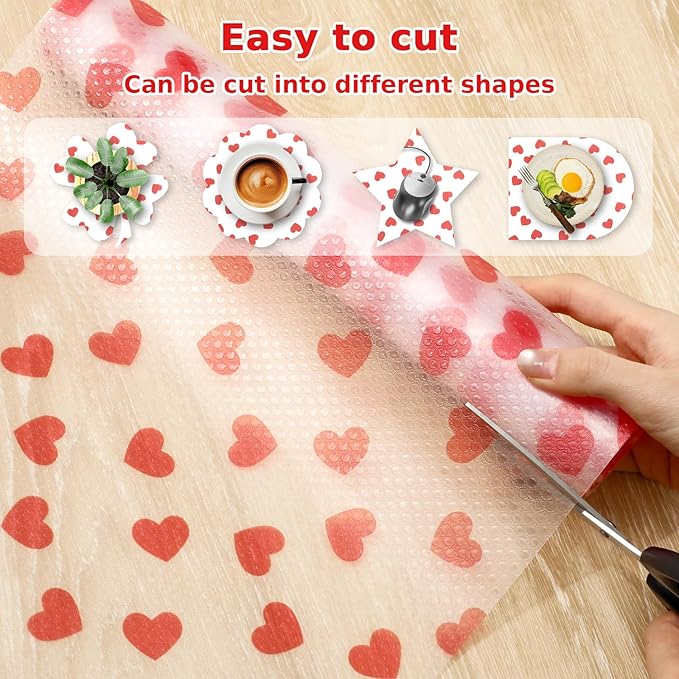 Valentine's Day Refrigerator Liner Waterproof Fridge Shelf Mat Red Heart Non-Adhesive Cabinet Drawer Liner for Home Kitchen Table Decoration, 11.8 x 118 Inch - Image 2