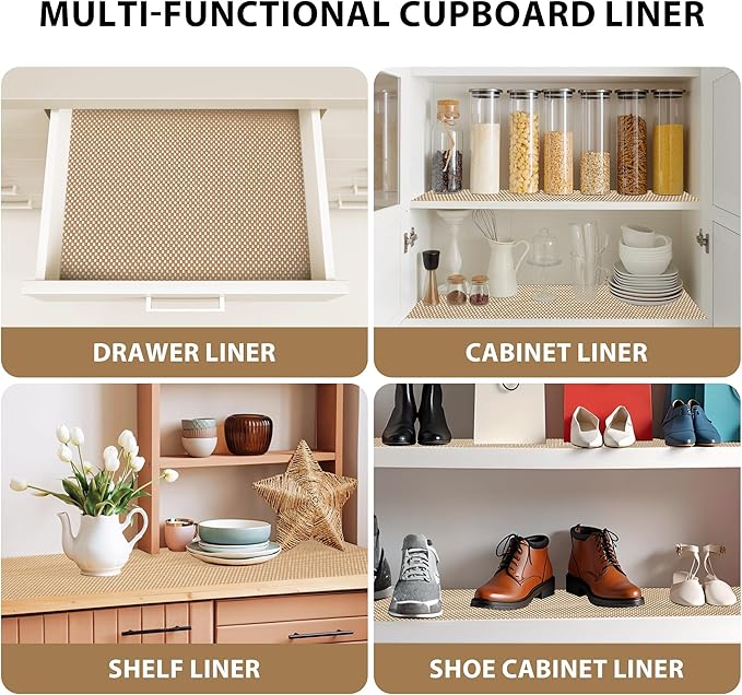 Shelf Liners for Cabinets-Drawer Liner Cabinet Liners for Shelves Kitchen,Non-Adhesive,Non-Slip,Brown,12 x 48 inch - Image 5