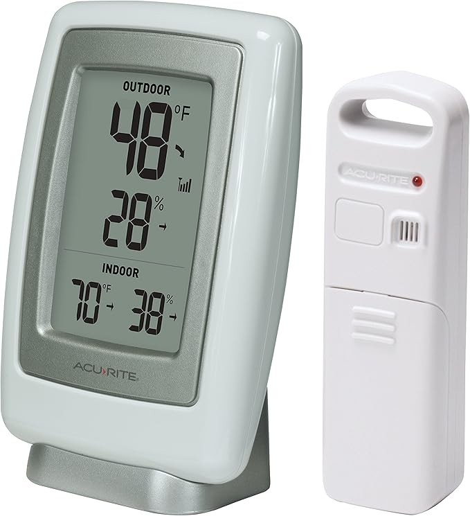 AcuRite 00611 Indoor Outdoor Thermometer with Wireless Temperature Sensor & Hygrometer White Small - Image 3