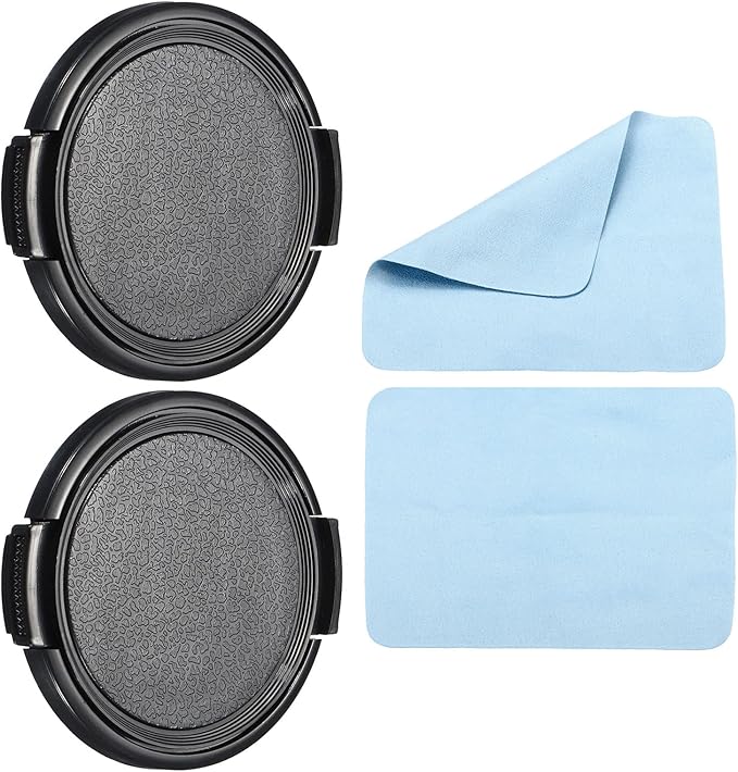 PATIKIL Camera Lens Cap, 2 Pack Sides Pinch Front Lens Cover with Microfiber Cleaning Cloth for 52mm Thread Universal DSLR Lenses for Nikon, for Fujifilm, for Pentax, for Leica by PATIKIL