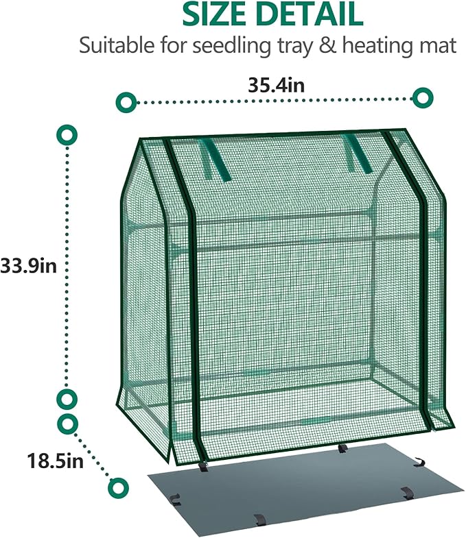 Mini Greenhouse Indoor, 36x19x34(H) Inches Tabletop Garden Nursery Plant Cover Tent with Humidity Domes for Home Gardening, Seedling Propagation and Germination, Green Cover - Image 2