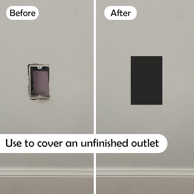 Rubber Bond Self-Adhesive Rubber Wall Outlet Cover Plate 5 Pack - Easy to Apply Peel & Stick Drywall Hole Patch - 5x3 Inch Screwless Blank Wall Plate Cover - Premium Rubber Wall Hole Cover (Black) - Image 2