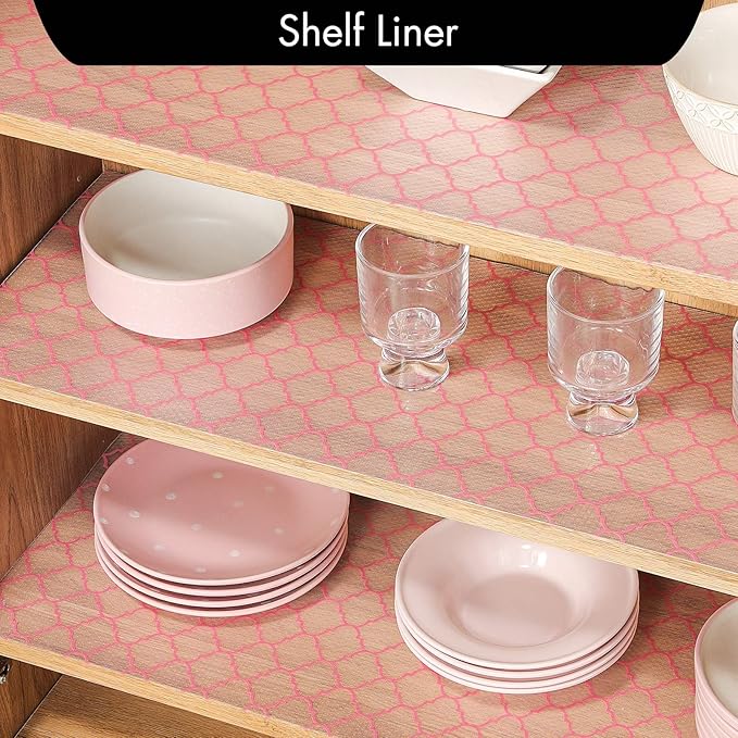 Cooyes Shelf Liner, Non Adhesive Drawer and Cabinet Liner, EVA Washable Oil-Proof Shelf Paper for Kitchen Cabinets, Refrigerator, Storage, Desks with Modern Pattern - Image 2