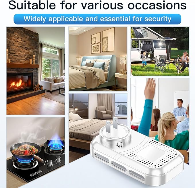4IN1 Plug in Natural Gas & Carbon Monoxide Detectors Combination Builti-in 2000 mAh Backup Battery HD Screen [Propane Methane Gas CO Temp Humidity Sensor] Alarm for Home Hotel RV (White) - Image 9