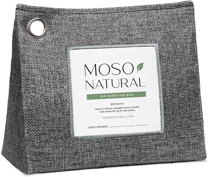 Moso Natural Air Purifying Bag 600g, Premium Bamboo Charcoal Odor Absorber, Room Deodorizer for Large Spaces, Bedroom, Kitchen, Basement, Pet Odor Eliminator for Home, 21oz Charcoal Bags by MosoNatural