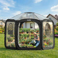Porayhut Pop Up Greenhouse Tent,Portable Large Walk-in Plant House 10’X10’ ,Indoor Outdoor Gardening Plant Sunshine Room with PVC Mesh Cloth Cover for Protecting Plant from Cold Frost & Birds by porayhut