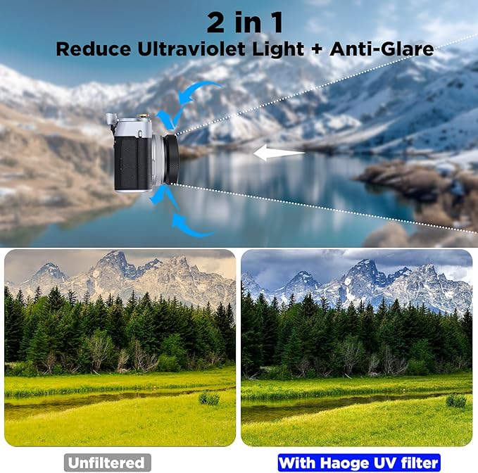 Haoge LUV-X54B Metal Lens Hood with MC UV Protection Multicoated Ultraviolet Lens Filter for Fujifilm X100VI Fuji X100V Camera Black - Image 6
