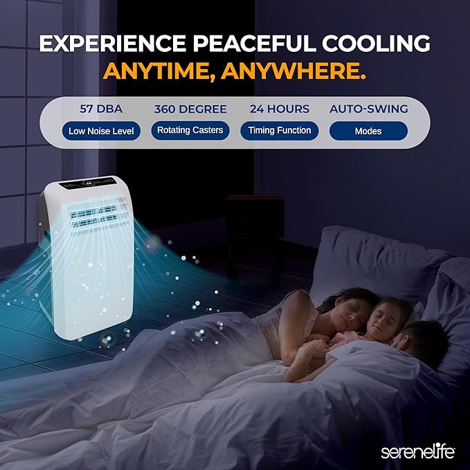 SereneLife Small Air Conditioner Portable 10,000 BTU with Built-in Dehumidifier - Portable AC unit for rooms up to 450 sq ft - Remote Control, Window Mount Exhaust Kit - Image 5