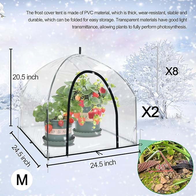 24.5″ *24.5″ *20.5″, Mini Greenhouse Winter Plant Warm Covers - Raised Bed Cover for Seed Starting, Warm Tent Freeze Protection Humidity Domes for Gardening & Winter Shelter and Protecting Plants 2pcs - Image 2