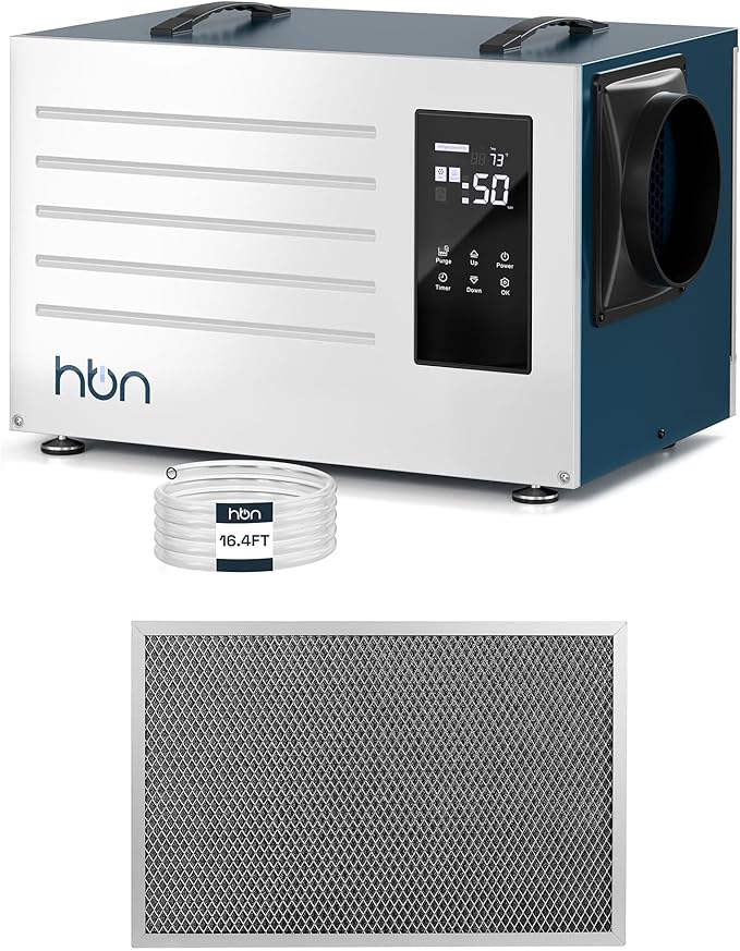 Product Image HBN 125 Pints Commercial Dehumidifier with Pump and Drain Hose, Industrial Dehumidifier for Basement and Crawl Space up to 5900 Sq. Ft, Large Capacity, Washable Filter by HBN