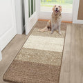 Smiry Dog Door Mat for Muddy Paws, Absorbs Moisture and Dirt, Low-Profile Entryway Mat with Non-Slip Backing, Entry Indoor Outdoor Doormat for Inside Floor (48x30 Inches, Khaki, Striped) by Smiry