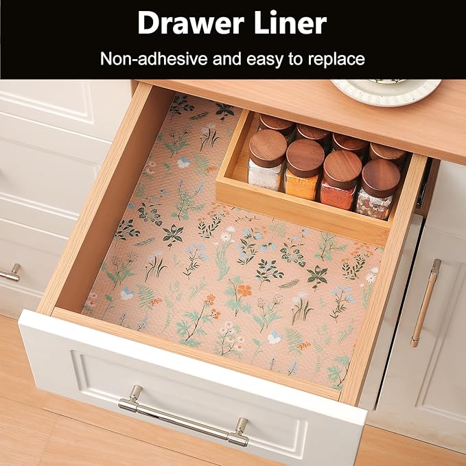 INNOLITES Shelf Liners for Kitchen Cabinets – Drawer Liner Waterproof & Oil-Proof, Non-Adhesive EVA with Floral Pattern – Durable Washable, Easy to Cut (Sage Green, 23.6" x 118") - Image 3