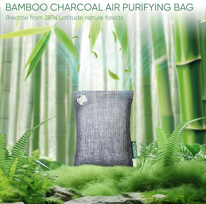 Activated Charcoal Odor Absorber, Large 10 Pack w Hooks Nature Odor Remover for Strong Odor, Bamboo Charcoal Air Purifying Bags, Odor Eliminator for Home Car Closet Pet, Smoke Deodorizer - Image 2