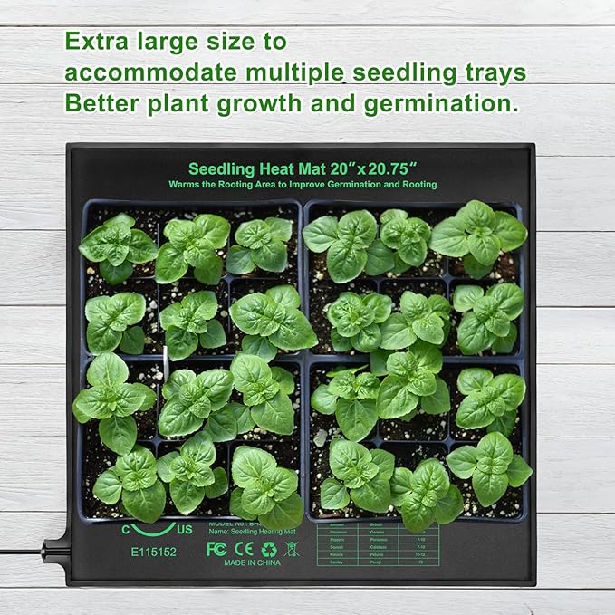 Seedling Heat Mat 20" x 20.75" Warm Hydroponic Plant for Indoor Gardening Germination Starting, Waterproof Durable - Image 2
