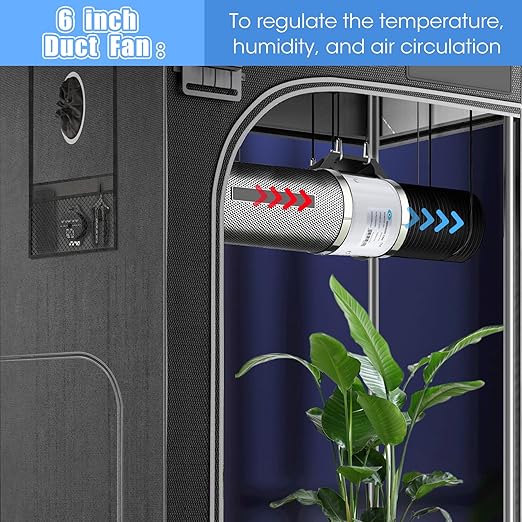 Dreyoo 6 Inch Inline Duct Fans 460 CFM, 2 Pack Quite Ventilation Exhaust Fans with Duct Clamps for Grow Tent, Mini Greenhouse, Basement, Bathroom, Low Noise - Image 2