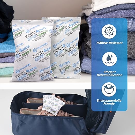 20 PackS 4 UNIT Clay Dessicant Packets, Dehumidifier for Gun Safe, Bucket Moisture Control, Montmorillonite Moisture Absorbers for Food Storage, Conforms to MIL-D-3464E Type I & II Absorbents - Image 5