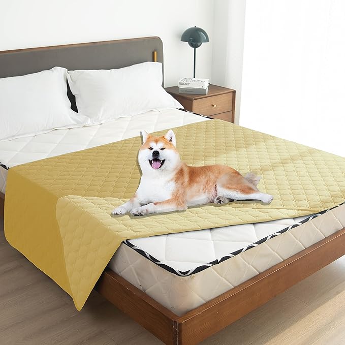 gogobunny 100% Double-Sided Waterproof Dog Bed Cover Pet Blanket Sofa Couch Furniture Protector for Puppy Large Dog Cat, Reversible (82x120 Inch (Pack of 1), Dark Yellow/Light Yellow) - Image 6
