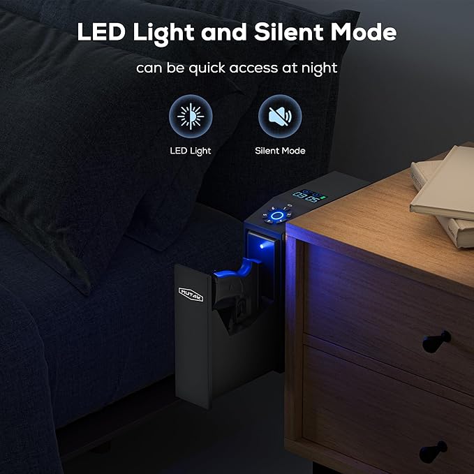 Biometric Gun Safe for Handgun with LCD Screen for Nightstand, Desk, Bed Side,Truck - Auto Sliding Door Hand Gun Safe for Pistol with APP/Fingerprint/PIN Code/KEY - Image 5